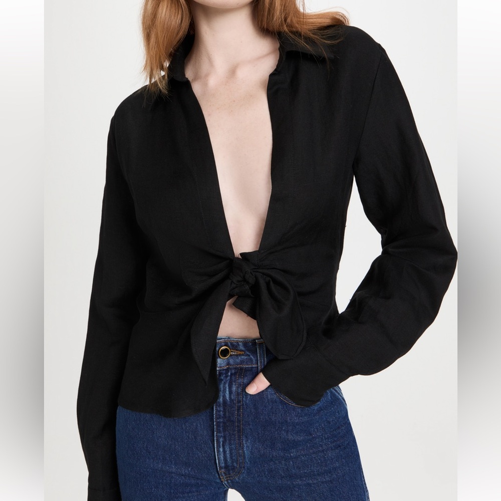 Lioness Black Tie-Front Blouse